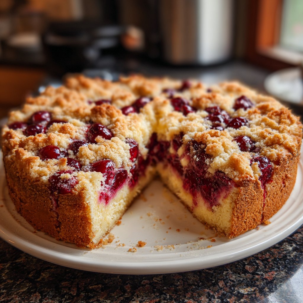 Streuselkuchen Mit Pudding Und Kirschen