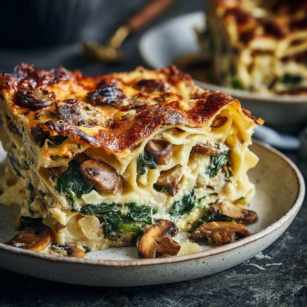 Vegetarischer Nudelauflauf mit Pilzen