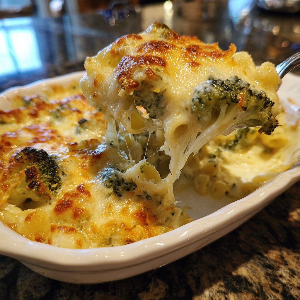 Vegetarischer Nudelauflauf mit Brokkoli
