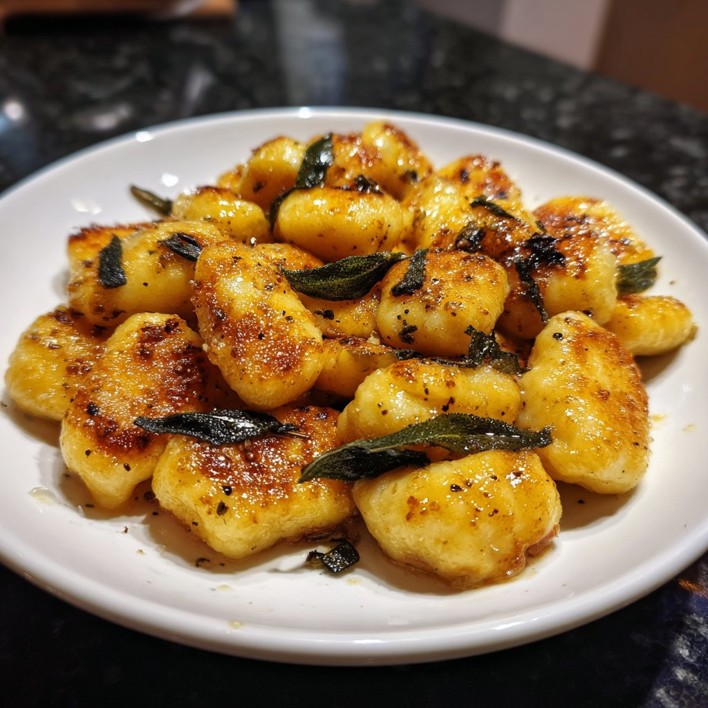 Herzförmige Gnocchi mit Butter und Salbei