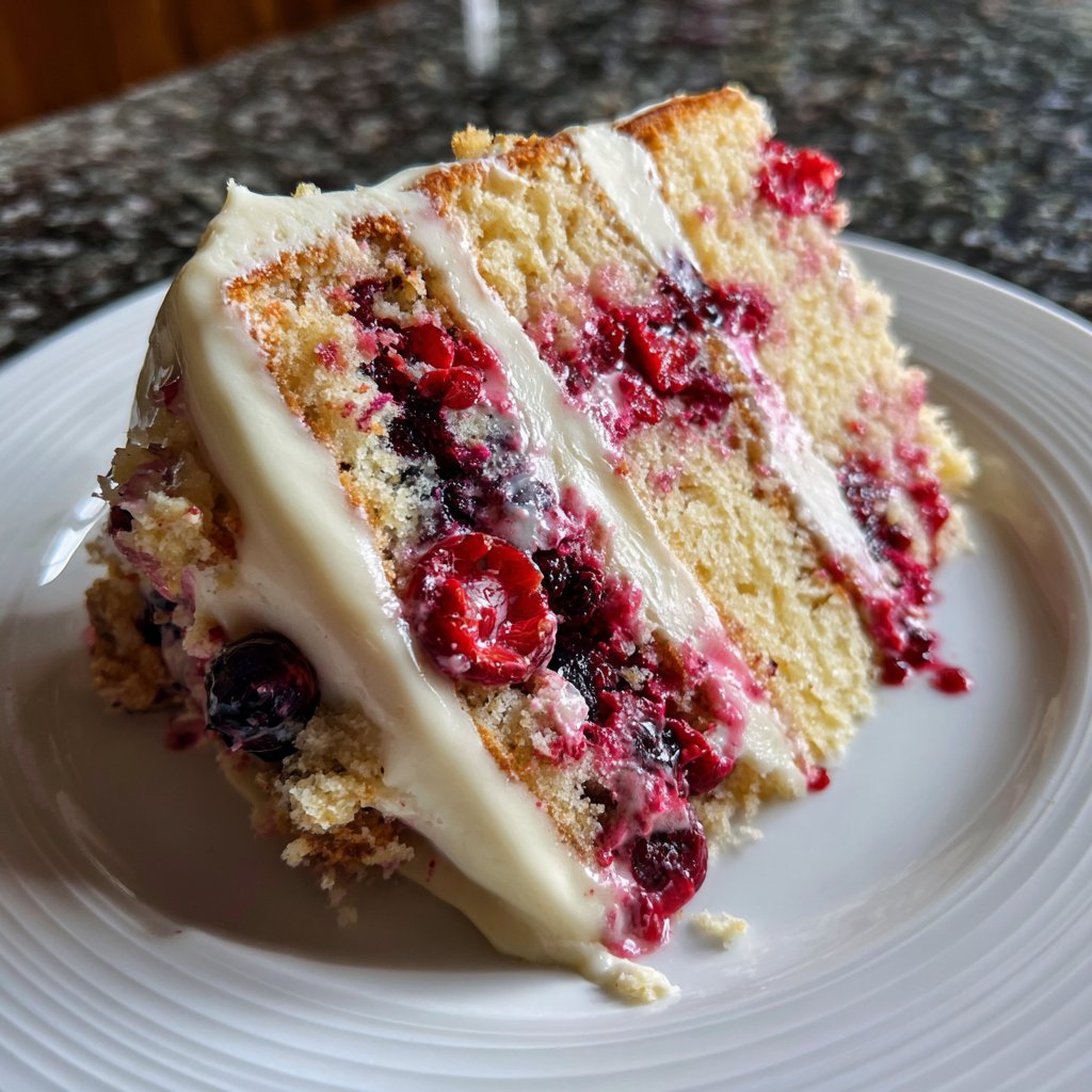 Geburtstagskuchen mit Beerenfüllung